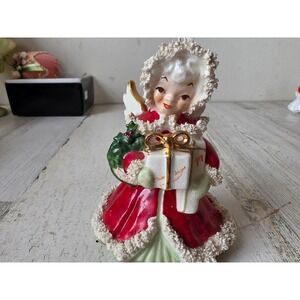 Vintage napco Xmas angel s116a AS IS present spaghetti cherub figurine statue